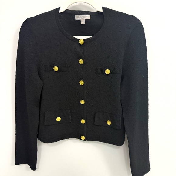J. Crew Black and Gold Long Sleeve Boxy Button Down - Picture 2 of 5